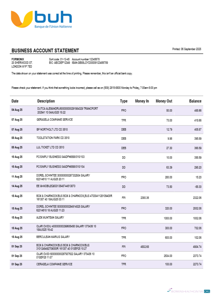 Download Haiti BUH business firm statement Word and PDF format Photoshop template